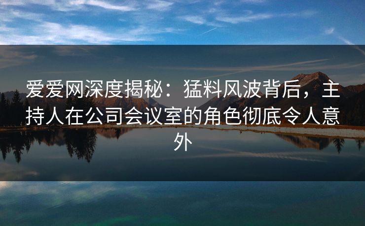 爱爱网深度揭秘：猛料风波背后，主持人在公司会议室的角色彻底令人意外