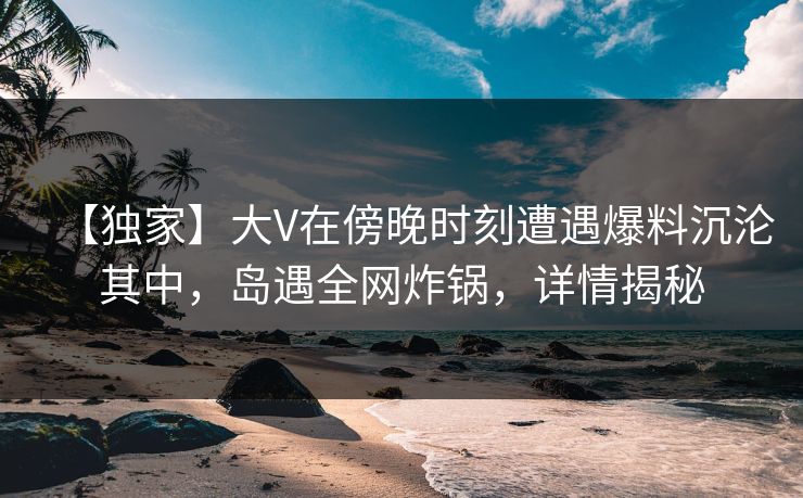 【独家】大V在傍晚时刻遭遇爆料沉沦其中，岛遇全网炸锅，详情揭秘