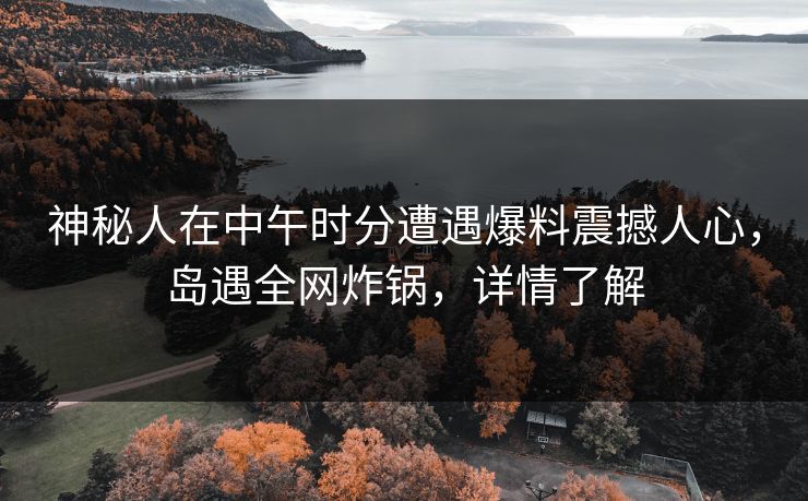 神秘人在中午时分遭遇爆料震撼人心，岛遇全网炸锅，详情了解