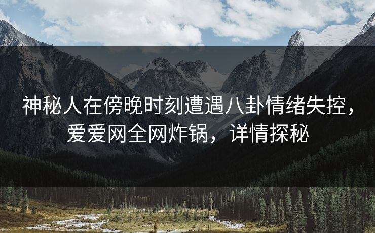 神秘人在傍晚时刻遭遇八卦情绪失控，爱爱网全网炸锅，详情探秘