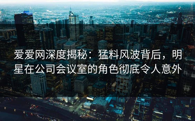 爱爱网深度揭秘：猛料风波背后，明星在公司会议室的角色彻底令人意外