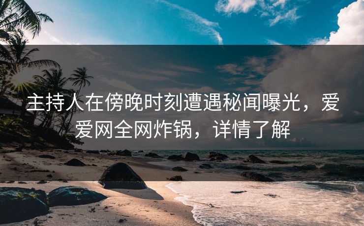 主持人在傍晚时刻遭遇秘闻曝光,爱爱网全网炸锅,详情了解