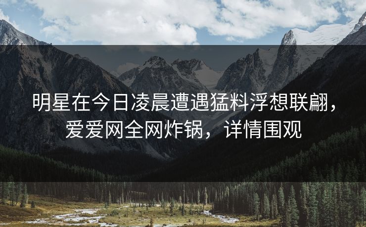 明星在今日凌晨遭遇猛料浮想联翩,爱爱网全网炸锅,详情围观