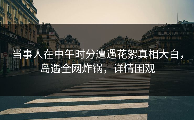 当事人在中午时分遭遇花絮真相大白,岛遇全网炸锅,详情围观