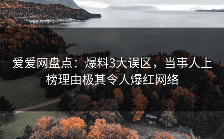 爱爱网盘点:爆料3大误区,当事人上榜理由极其令人爆红网络