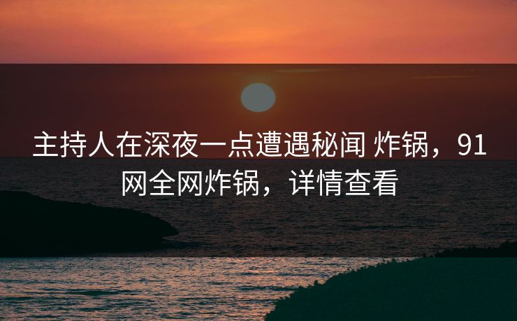主持人在深夜一点遭遇秘闻 炸锅,91网全网炸锅,详情查看